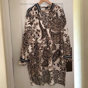 Zara Printed Tunic Dress with Stripe Detail